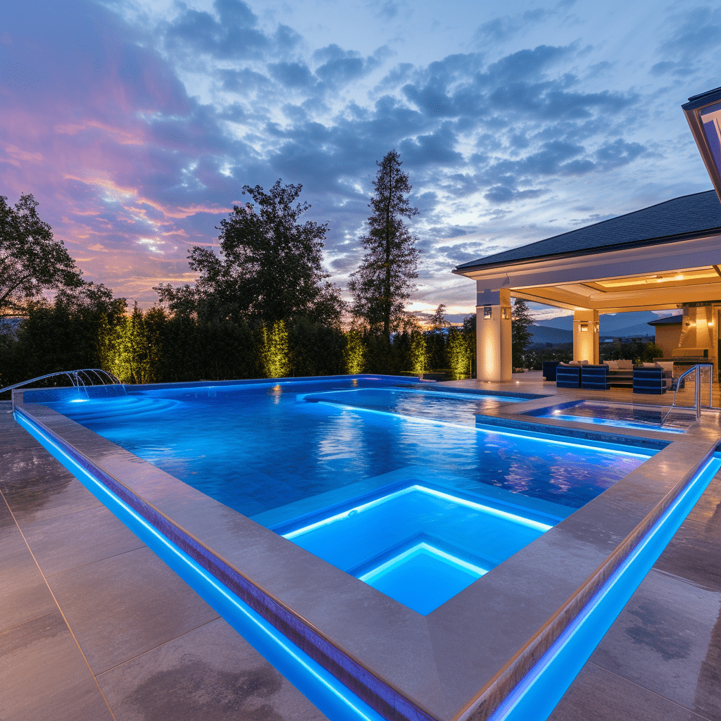 luxury led lighting in a pool