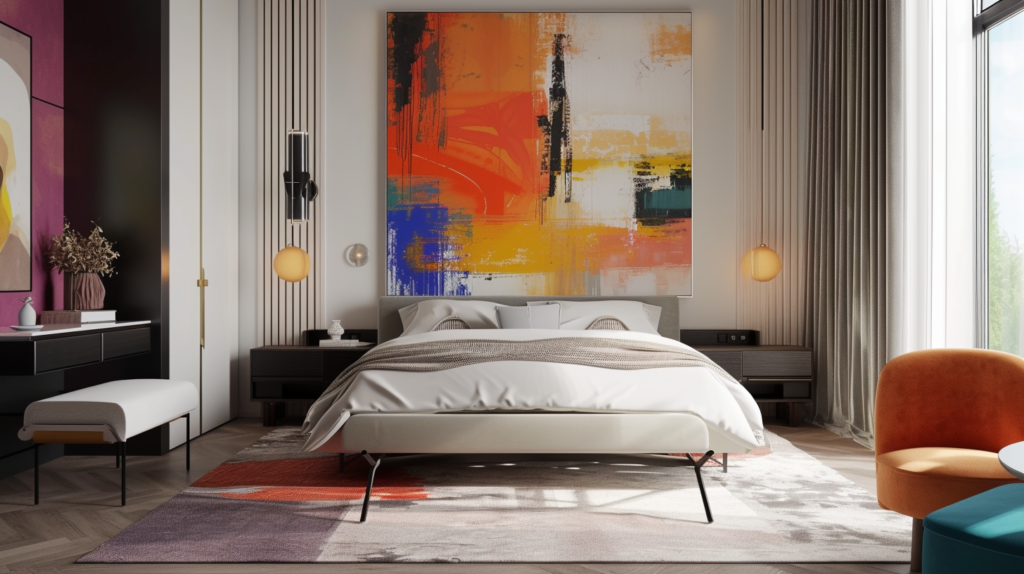 artistic bedroom art on wall