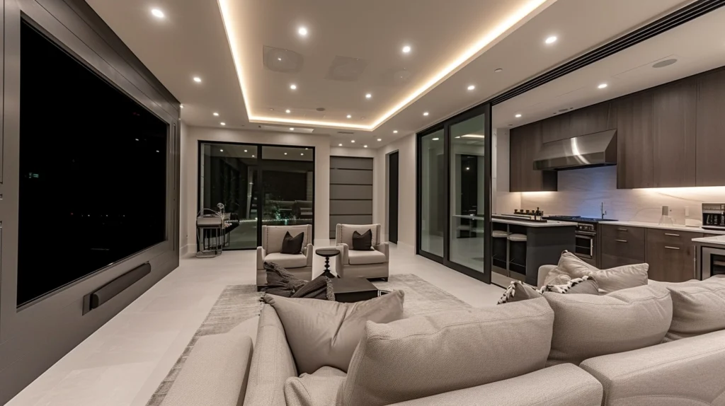 basement living space LED lighting