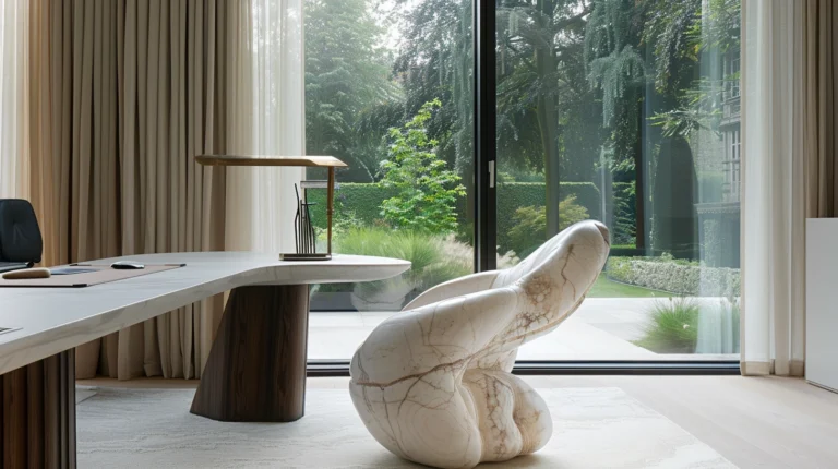 large marble hand calved luxury designer chair