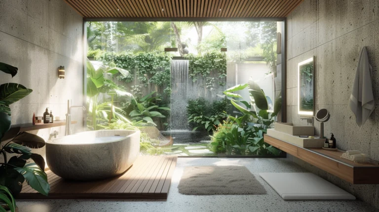 Luxurious Bathroom Designs rainforrest wooden style indoor